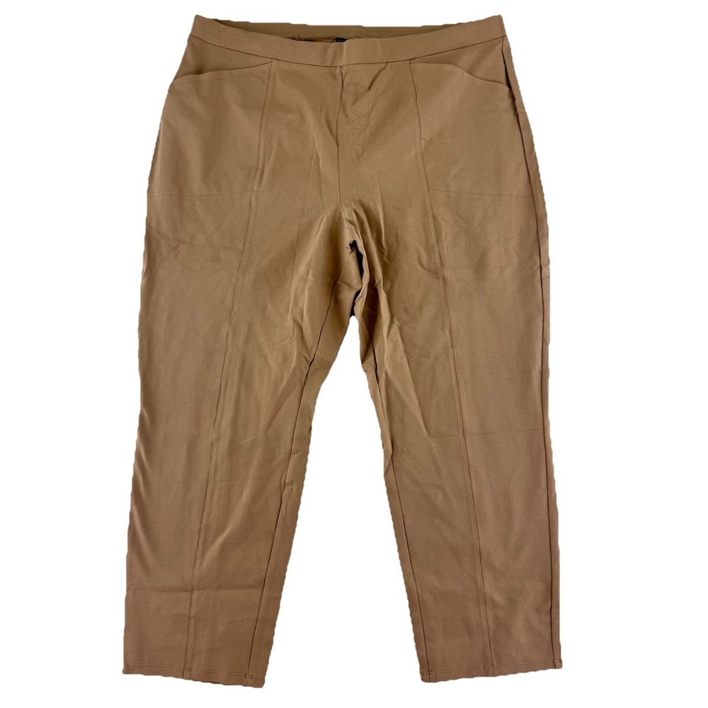 Susan Graver Weekend Premium Stretch Slim Leg Pants Size 2X Tan